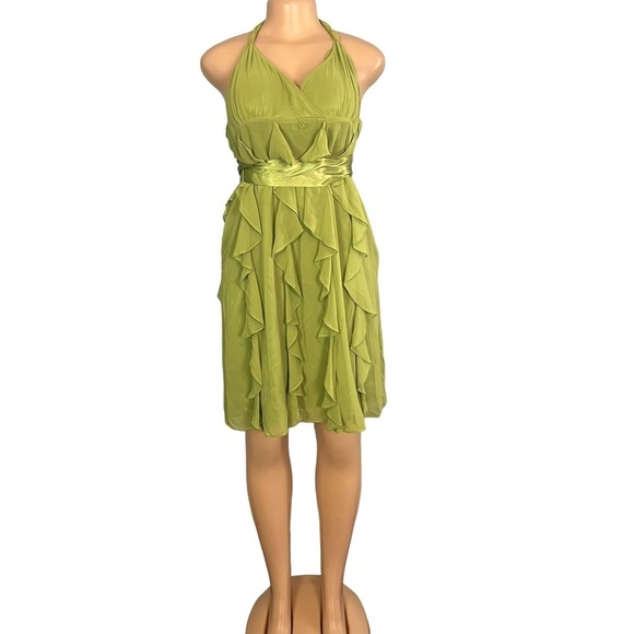 3/$30 🍂 Eliza J Vintage Y2K Halter Neck Green Ruffle Dress - Picture 1 of 10